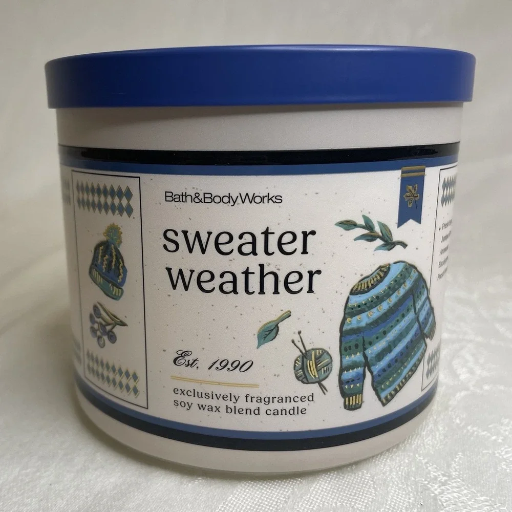 Bath & Body Works SWEATER WEATHER Scented 3 Wick Candle 25-45 Hours - Picture 1 of 5